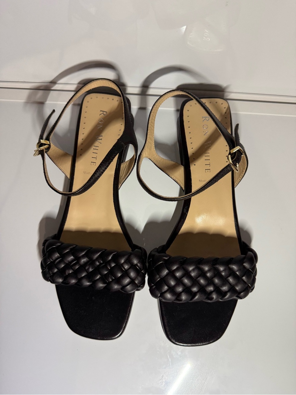 Ron white Black Braided Strap Sandals size 39